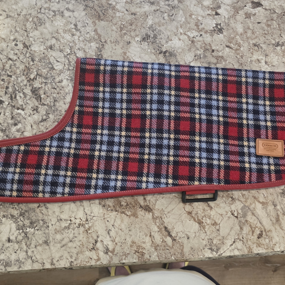 Plaid Coach Dog Coat with Red and Blue Pattern